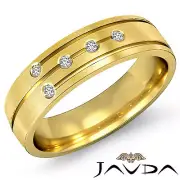 Round 5 Bezel Diamond Men Dome Eternity Wedding Band 18k Yellow Gold 0.15 Ctw