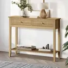 Oikiture 100cm Console Table Hallway Table with 2 Storage Drawer Entry Desk
