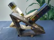 Table Top Wine Rack- 2 Bottle Holder- Stained and Laquered- Espresso & Oak