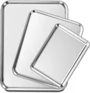 Baking Sheet Set of 3, Stainless Steel Cookie Sheet Baking Pan, 9/12/16 Inch