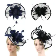 Bridal Feather Net Birdcage Veil Mesh Hair Clip Hat Fascinator Wedding Headpiece