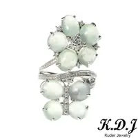 在飛比找momo購物網優惠-【K.D.J 圓融珠寶】比翼雙飛花開富貴翡翠戒指(18K鑲鑽