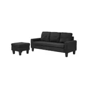 Foret 3 Seater Sofa Modular Corner Lounge Couch Modern Ottoman Fabric Black
