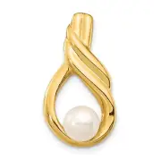 14k Yellow Gold 6-7mm White Button Freshwater Cultured Pearl Chain Slide Pendant