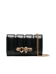 Alexander Mcqueen Skull Quilted Clutch Bag with Four Ring Handle and Chain-link Strap