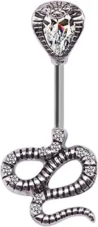 [LUCSUL] 14G Belly Button Ring Navel Piercing Navel Split Snake Cobra for Women Girl Surgical Steel CZ Belly Rings