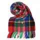 POLO Ralph Lauren刺繡小馬蘇格蘭紋流蘇羊毛圍巾(紅藍)780936