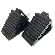2PCS Solid Rubber Heavy Duty Black Wheel Chock, 8" x 4" x 6"