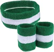 [WOONEKY] 3pcs Sports Sweatbands Set Sweat Absorbing Headband and Wristband for Men Women Running Basketball and Yoga Accessories