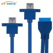 USB3.0 USB Male Cable 19Pin 3.0 to Cable 2x Screw Front 3.0 Computer for Panel