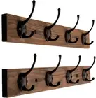 Coat Hooks Wall Mounted, Wooden Hat Rack with 4 Hooks for Entryway, Bathroom