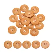 80Pcs Wooden Buttons 25mm 4 Hole Round Wood Sewing Button Craft, Light Brown