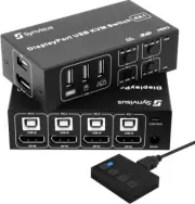 Synvisus DisplayPort KVM Switch 4 Port 3D UHD 4K@60Hz, 2K@120Hz 4 in 1 Out USB