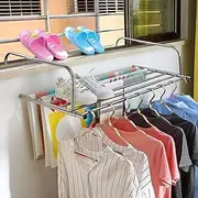Drying Rack Stainless Steel Balcony Clothes Drying Rack Clothes Small Over The Door or Railing Portable Rack (Suitable for Use Within 14cm)