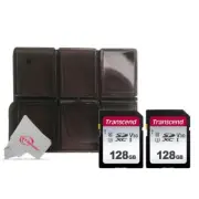 Two Pack Transcend SDXC 128GB UHS -I U3 300s V30 Class 10 with Card Holder