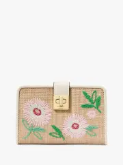 Phoebe Straw Turnlock Medium Wallet