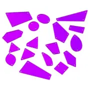 Sew on Mirror, Irregular Acrylic Flat Back Crystal Mirror, Deep Purple