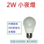 無藍光 全周光 小夜燈 ☆ 光店 ☆ LED  2W 晶片 燈泡 300度發光 無暗區全電壓