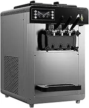 220V Commercial Ice Cream Machine, Thickened Stainless Steel Three Head Ice Cream Machine, Fully Automatic Operation Suitable for Milk Tea Shops Dessert Shops Coffee Shops