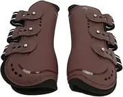 Horse Front Leg Boots Breathable Impact Resistant Slip Prevent Leather Horse Leg Guards for Jumping Riding Brown