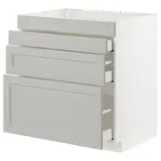 METOD / MAXIMERA base cab f hob/4 fronts/3 drawers, white/Lerhyttan light grey, 80x60x80 cm