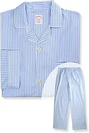 [Brooks Brothers] Mens Cotton Two Piece Pajama Shirt and Pants Lounge Set,