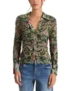 Alice and Olivia Portia Paisley Ruched Mesh Top