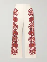 [La DoubleJ] La DoubleJ - Printed Crepe Flared Pants - medium medium Red