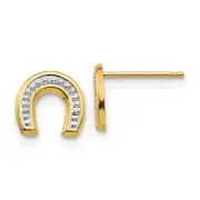Madi K Kid's Earrings 14k Yellow and Rhodium Plated Polished Horseshoe