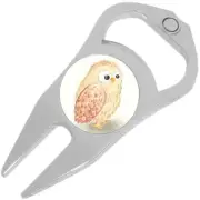 Watercolor Owl Golf Ball Marker Divot Repair Tool Bottle Opener