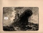 RARE RMS TITANIC SINKING IMAGE BY HARRY W RICHARDSON 1912 REPRINT FROM ORGINAL