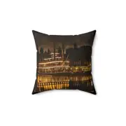 Spun Polyester Square Pillow Disneyland ~Mark Twain Riverboat~ Ride