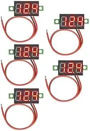 5pcs Voltage Meter 2 Wire 0.28 inch Mini Digital Voltmeter Panel DC 2.5V-30V Two-Wire Voltage Tester Meter LED Display (red)