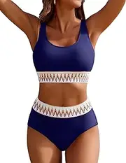 [AI'MAGE] Women's Bikini Sets High Waisted Two Piece Sporty Swimsuits High Cut Tummy Control Bathing Suits