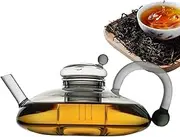 Glass Teapot, Glass Teapot - 600ml/20oz Heat Resistant Glass Coffee Kettle - Multifunctional Kitchen Tea Making Utensils, Loose Teapot for Home, Studio