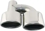 1PCS Inter 63mm Dual Oval Outlet Car Exhaust Tip Stainless Steel Rolled Muffler Tail Tip Compatible For Benz AG C-Classs C200 C260 C300 C350(Left)