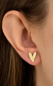 [Charms Company] Heart 14K Yellow Gold Tsavorite Stud Earrings