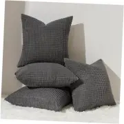 4 Packs Dark Grey Decorative Throw Pillow Covers 18x18 Inch for Living Room