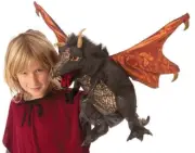 New Folkmanis Black Dragon Plush Full Body Hand Puppet Realistic Toy FREE SHIP