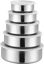 5 PCS Stainless Steel Food Container Sealed Crisper Storage Lunch Box Bowls with Lids Food Storage Box Lunch Box Bowl