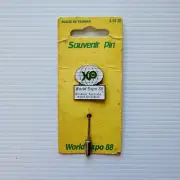 World EXPO 88 Souvenir Pin Egg shape Globe Enamel Metal Pin Badge On Card