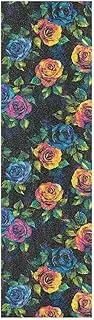 Amooorous Black Vivid Colorful Roses longboards Grip Tape Anti-Tearing Longboard Griptape Bubble Free Cruiser Grip Tape 33×9 Inch