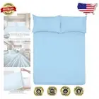 Travel-Friendly Light Blue Microfiber RV Bed Sheets, 48x75 Deep Pocket Design