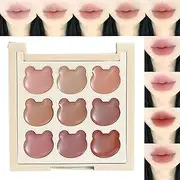 Makeup Lip Gloss Palette - 9 Colors Women Makeup Lip Gloss Palette,Long-Lasting Matte Shades, High Pigment Cosmetics for Teens, Students, Workers, Young Girls