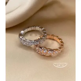 二手便宜出 BVLGARI 寶格麗 SERPENTI VIPER 戒指 18K白金/玫瑰金 蛇形鑽石戒指