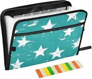 White Green Star Expansion File Folders 13 Pockets A4 Letter Size Folder with Dividers with Zipper Closure File Folder with Pockets for Business