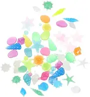 CORHAD 50pcs Glow The Dark Aquarium Stones Decorative Pebbles for Fish Tank Safe for Freshwater Saltwater Environments for Aquascaping Garden Decor