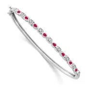 14k White Gold Ruby and Natural Diamond Bangle