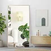 [CONGUILIAO] 180x80cm Full Length Mirror, Full Body Mirror Standing Hanging or Leaning, Aluminum Frame Floor Mirror Wall Mirror Dressing Mirror for Bedroom Living Room, Gold