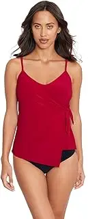 [MagicSuit] Women's Swimwear Carma V-Neck Soft Cup Tankini Bathing Suit Top Separate, Vamp, 18